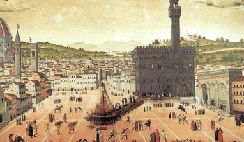 Painting of the Palazzo and the square in 1498, during the execution of Girolamo Savonarola