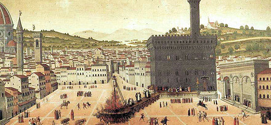 Painting of the Palazzo and the square in 1498, during the execution of Girolamo Savonarola