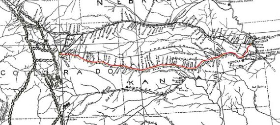 Route of the Butterfield Overland Despatch is highlighted in red
