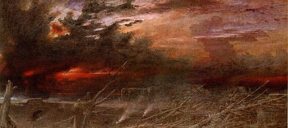 The apocalypse is also depicted in visual art, for example in Albert Goodwin's painting Apocalypse (1903).