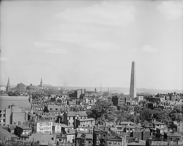 Bird's-eye view of Boston, Charlestown, and Bunker Hill, between 1890 and 1910