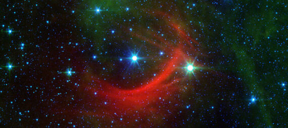 Kappa Cassiopeiae and its bow shock. Spitzer infrared image (NASA/JPL-Caltech)
