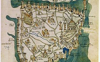 Created in 1422 by Cristoforo Buondelmonti, this is the oldest surviving map of Constantinople.