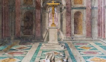 El triunfo del cristianismo de Tommaso Laureti (1530-1602), pintura del techo de las Estancias de Rafael, en el Palacio Apostólico de la Ciudad del Vaticano. Imágenes como ésta celebran el triunfo del cristianismo sobre el paganismo de la Antigüedad.