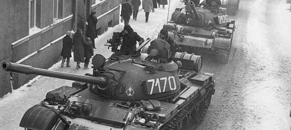 T-55A on the streets during Martial law in Poland.