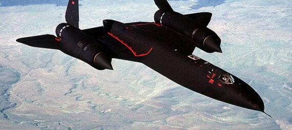 A U.S. Air Force Lockheed SR-71 Blackbird high-speed reconnaissance aircraft