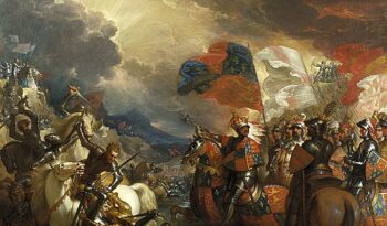 King Edward III Crossing the Somme (at the Battle of Blanchetaque): painting by Benjamin West, 1788
