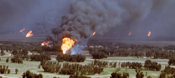 Kuwaiti oil fires set by retreating Iraqi forces in 1991