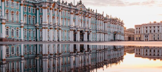 the exterior of winter palace in st petersburg russia