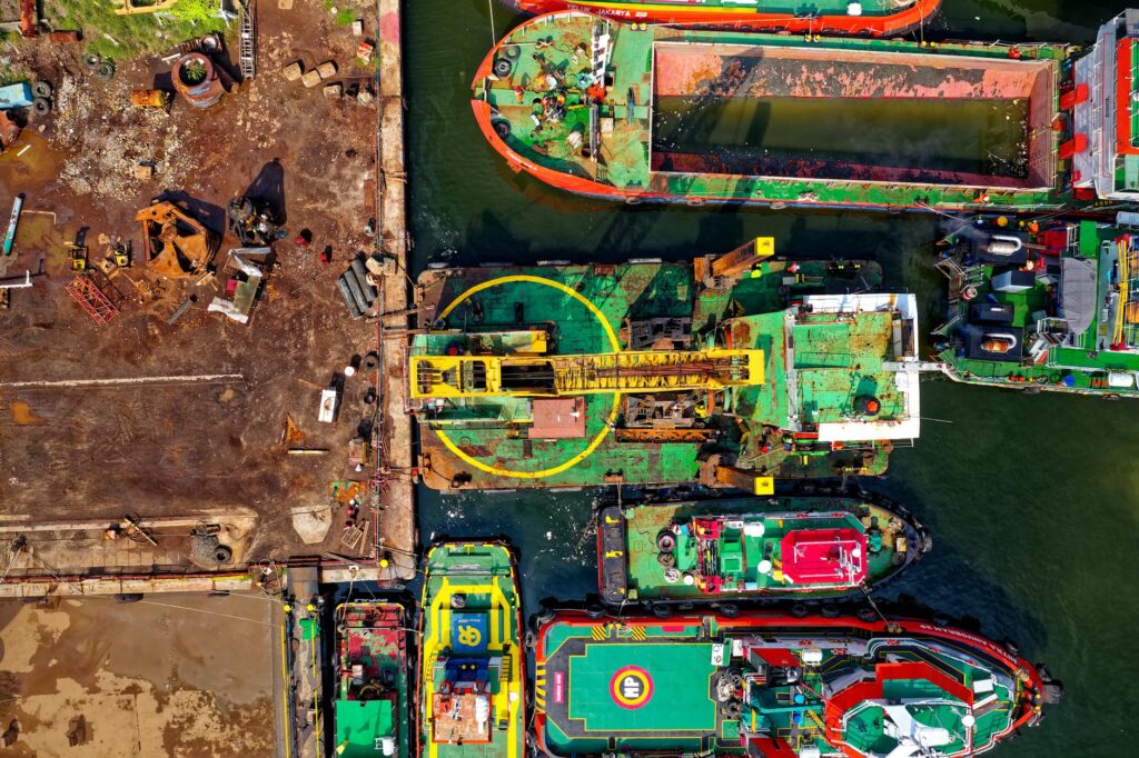 aerial photography of ships